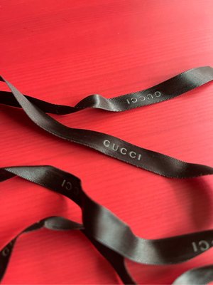 二手Gucci 深咖啡logo 緞帶，130cm