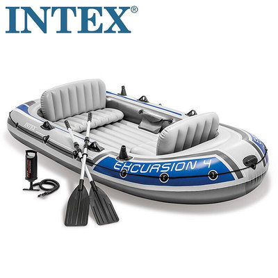 INTEX 68324漂流者四人船組 加厚4人充氣釣魚船
