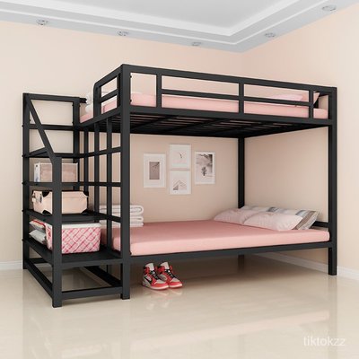 鐵藝床上下舖高架床小戶型閣樓兒童高低雙層床家用大人鐵床上下床