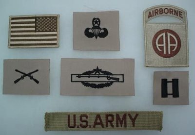 美陸軍第82空降師上尉軍官布章#605(一組7個).特價$390.軍品.裝備.徽章臂章.階級章