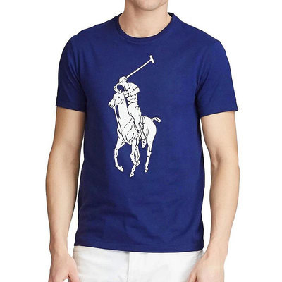 全新正品 Polo Ralph Lauren 經典大馬短袖T恤 大Polo logo短T成人男版 非青年版 海軍藍L號
