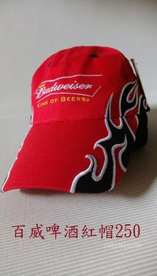 yen 百威啤酒Budweiser 紅色刺繡.鴨舌帽.棒球帽.老帽