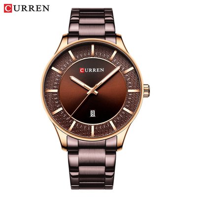 【潮裡潮氣】Curren /卡瑞恩新款鋼帶錶防水石英日曆男士手錶商務男錶8347