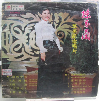 黑膠唱片(僅封底面,無唱片)~陳芬蘭-旅美紀念專輯，收錄淚的小花等
