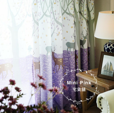 Mini Pink 宅貨舖--北歐田園鄉村風 韓式夢幻森林麋鹿-紫色 窗簾/紗簾 客製規格【K048-1】