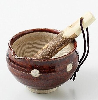 日本進口 日本製造波點搗蒜器 陶瓷搗藥器 搗芝麻缽具 餐具用品 2225A
