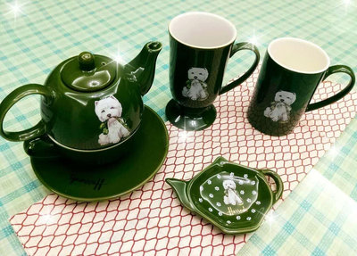 茶藝師 英國哈羅斯Harrods西高地茶杯陶瓷茶壺子母壺骨瓷杯小狗一壺一杯