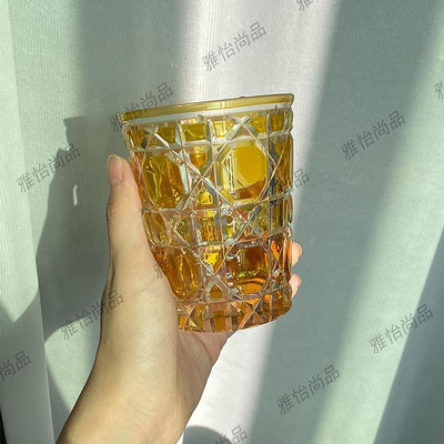 新款進口威士忌酒杯啤酒杯水杯純手工水晶刻花玻璃杯ins歐式酒杯-Misaki精品
