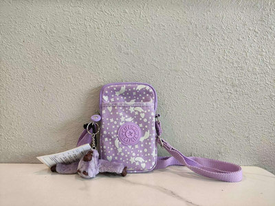 Kipling KI1079 粉紫星空印花 迷你 輕便 手機包 單肩 斜挎包 附吊飾 限量 預購