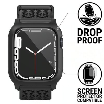 耐衝擊防摔保護殼 含錶帶 黑色 保護殼 CATALYST 防摔保護殼 Apple Watch S7 45mm