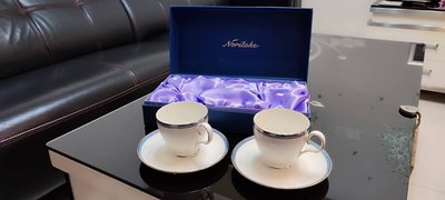 超低價～全新【日本Noritake】愛琴海天空藍 古典咖啡對杯，原價3000，只賣1500元