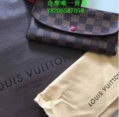 Louis Vuitton LV 正品 N63544 棋盤格 法國製 長夾 附購證 紅釦 發財包 皮夾
