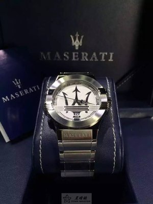 請支持正貨，瑪莎拉蒂手錶MASERATI手錶POTENZA款，編號:R8853108002,銀白色錶面銀色精鋼錶鍊錶帶款