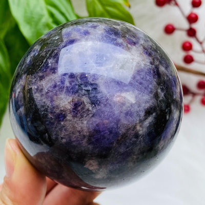 M30天然紫水晶球擺夢幻紫色水晶居家飾品，原石打磨，隨手一拍 水晶 擺件 原石【天下奇物】760