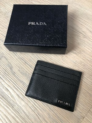 超新真品 Prada 黑色 信用卡夾 6卡夾 可放鈔票
