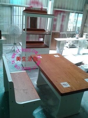 美生活館--實木西班牙磁磚系列--凱撒系列 客訂雙色商品 ---- 餐桌椅組 電器收納櫃