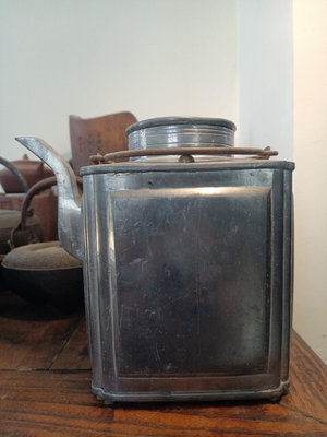 【二手】老錫壺，白錫鑲銅件大尺寸做儲水桶茶壺酒壺都可以，不變味看清~~48783【李掌櫃】擺件  老物件 老貨