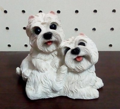 【浪漫349】外銷貨樣 雙狗系列 之 西高地白梗 西莎狗波麗材質 狗模型雕塑擺飾