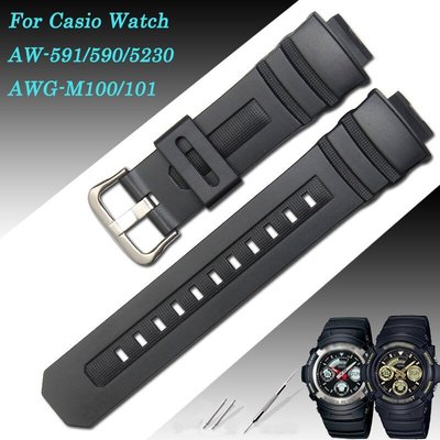 卡西歐樹脂錶帶 G-SHOCK AW-591/590/5230 AWG-M100/101 AW-582B 腕帶矽膠錶帶