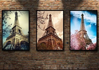 現代風景裝飾畫法國巴黎埃菲爾鐵塔客廳臥室框掛畫(多款可選)