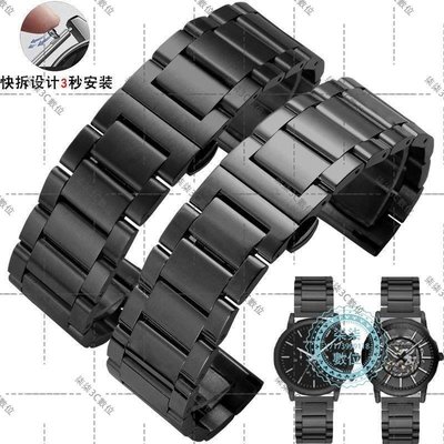 『柒柒3C數位』精鋼手表帶代用阿瑪尼AR6008/0382/2447/0389黑色鋼帶男手表鏈20