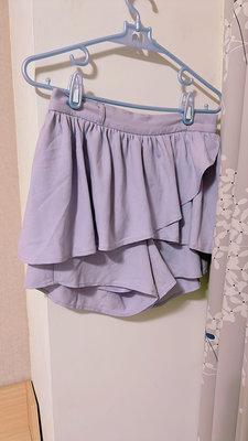 日本專櫃品牌Lowrys Farm薰衣草色雙層大荷葉造型褲裙鬆緊腰尺寸F