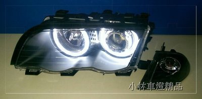 ※小林車燈※全新外銷件BMW E46 99 00 01 4D 黑框 CCFL 光圈魚眼大燈附角燈 特價中