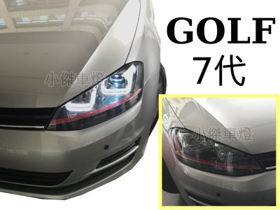 小傑車燈精品-全新 GOLF 7代 12 13 14 15 年 GTI 類R8 U型導光 魚眼 大燈 (附紅飾條