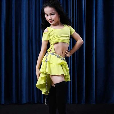 5Cgo【鴿樓】會員有優惠 536715963959 少兒童肚皮舞演出練功服2017新款夏舞蹈練習短裙印度舞 拉丁