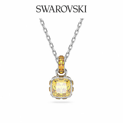 SWAROVSKI 施華洛世奇 Birthstone 鏈墜 方形切割 鍍白金色 十一月黃色 誕生石