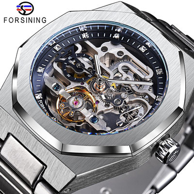 現貨男士手錶腕錶Forsining鏤空機械錶男士高檔全自動手錶陀飛輪防水腕錶