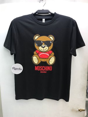 Moschino Swim 黑色 紅衣 墨鏡小熊 圖案 圓領T恤 全新正品 男裝 歐洲精品