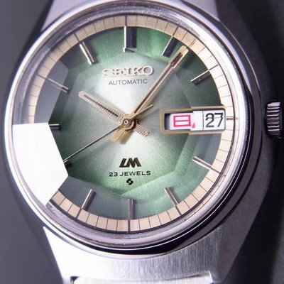 【精工古董腕錶】1973年7月製  日規SEIKO LM 極稀有多切面風防 綠色放射漸層面 自動上鍊 機械錶 古董錶 5606-7270
