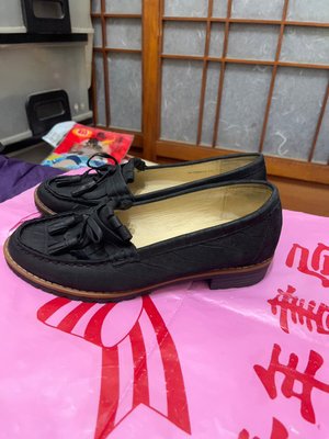 「 二手鞋 」 Effie 女版皮革休閒鞋 7.5號（黑）鐵2-3
