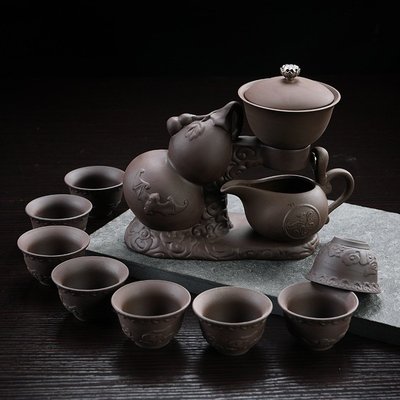 紫砂自動茶具套裝葫蘆創意懶人泡茶壺茶杯子整套功夫禮品茶具