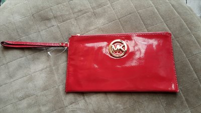 MK  MICHAEL KORS紅色全皮革大手拿包型號：35F5GFTW3A