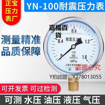 新款推薦 儀表上海正寶抗震壓力表YN-100油壓液壓氣壓水壓 徑向真空表 不銹鋼表可開發票