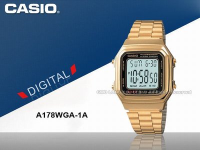 CASIO手錶專賣店 國隆 卡西歐 A178WGA-1A A178WGA 炫金奢華數字A178WGA-1A