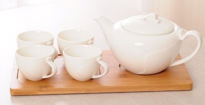 6226A 日式 陶瓷茶壺茶杯竹托盤套裝 泡茶壺咖啡壺花茶壺茶杯組一壺四杯托盤組合午茶壺居家餐廳茶壺套裝
