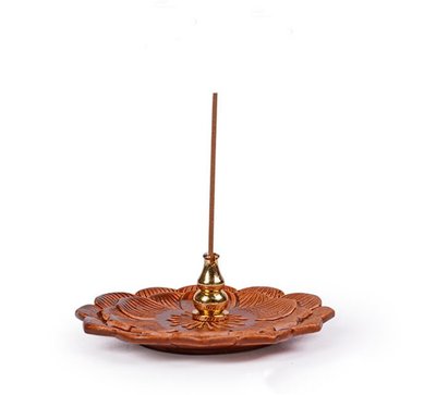 蓮花香盤+銅葫蘆香座(2件組)蓮花香碟香爐