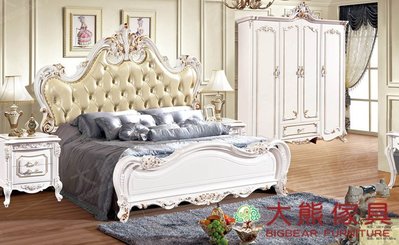 【大熊傢俱】 XSL 2015-18A 雙人床  新古典 床架 法式皮床 美式實木床 臥室家具 雙人床台