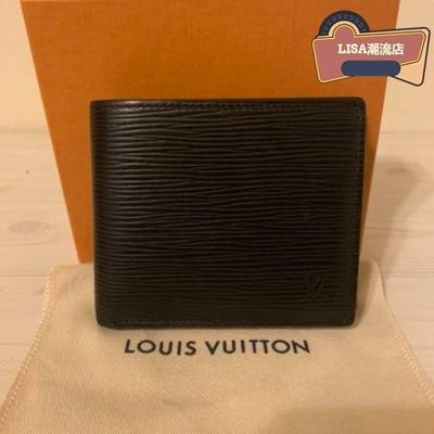 LISA二手 LV Louis Vuitton Epi 黑色 水波壓紋 零錢鈔票卡片短夾 LV M62289