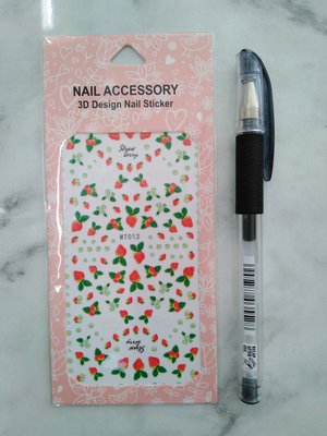 (全新) 美甲貼紙 指甲貼片 3D Design Nail Sticker (MT012 草莓圖案)