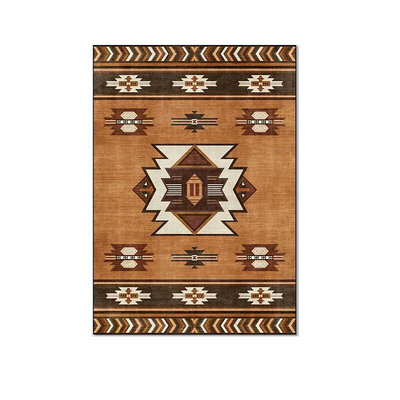 印第安土黃棕色簡約幾何民族風客廳沙發茶幾臥室床邊地毯地墊