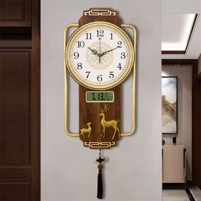 純銅掛鐘新中式輕奢家用客廳鐘表中國風簡約現代掛表創意靜音時鐘 嘟啦啦