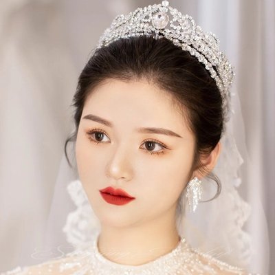 【熱賣精選】新款韓式高級鋯石銀色皇冠新娘結婚跟妝禮服婚紗配飾旅拍造型飾品