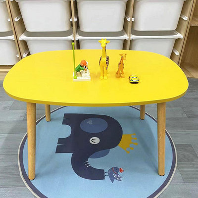 居家佳:兒童桌椅套裝幼兒園圓桌子長方形寶寶玩具游戲桌家用吃飯寫字桌 自行安裝