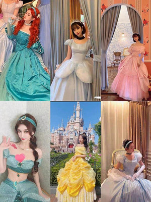 【現貨精選】服裝出租迪士尼cos公主裙成人款 小紅帽愛麗絲灰姑娘在逃公主服裝