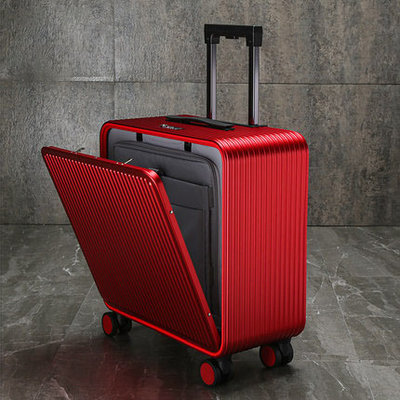 【上品箱包】法拉利紅 17寸 航空級鋁鎂合金 筆電插袋多隔層 前側開蓋TSA密碼鎖 登機箱/行李箱/拉桿箱/旅行箱