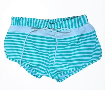 ⭐全新轉賣 L號 淺綠色橫條紋圖案 泳褲 (S號 M號 可穿) 海灘褲 短褲 休閒褲 女裝 二手衣 X44